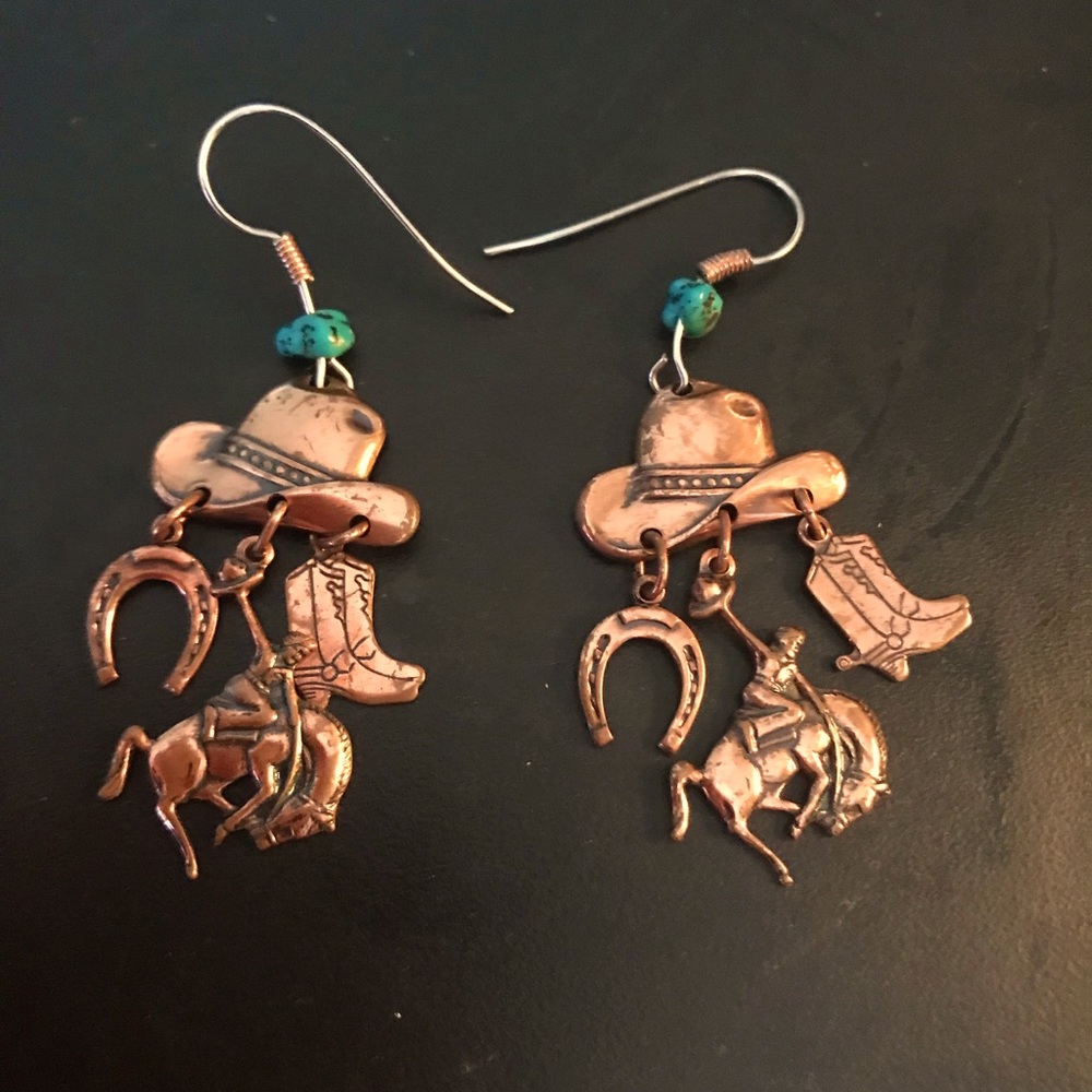 Copper Charm Western Earrings
